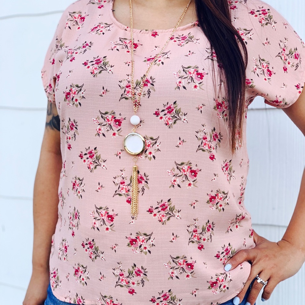 Pink Top with Necklace